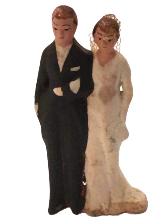Vintage Other - Vintage Bride & Groom Ceramic Cake Topper